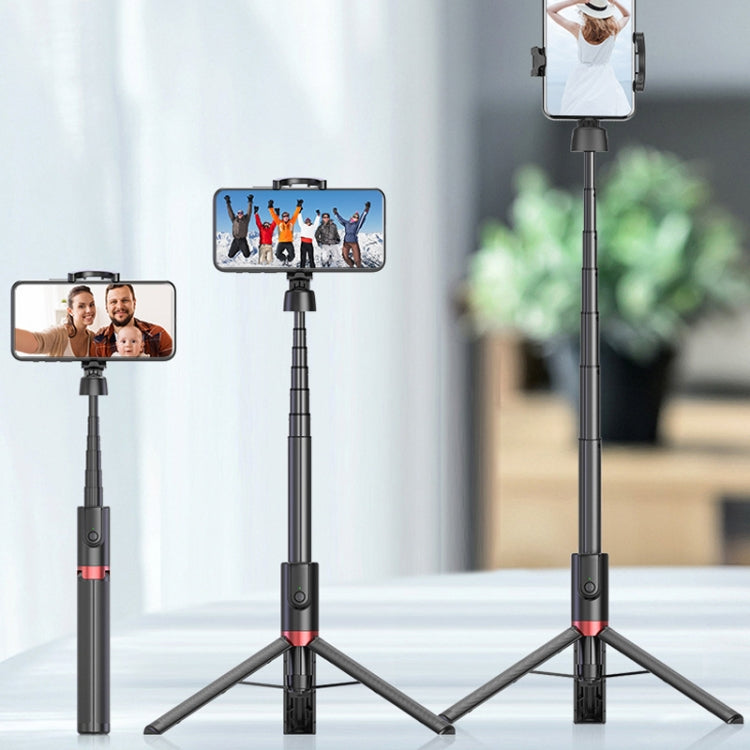 AB403 Live Broadcast Landing Integrated Telescopic Mobile Phone Triangle Bracket(Black Red) - Selfie Sticks by buy2fix | Online Shopping UK | buy2fix
