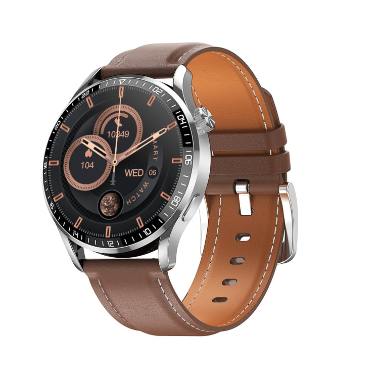 HD2 1.32 Inch Heart Rate Detection Smart Watch(Silver + Leather) by buy2fix