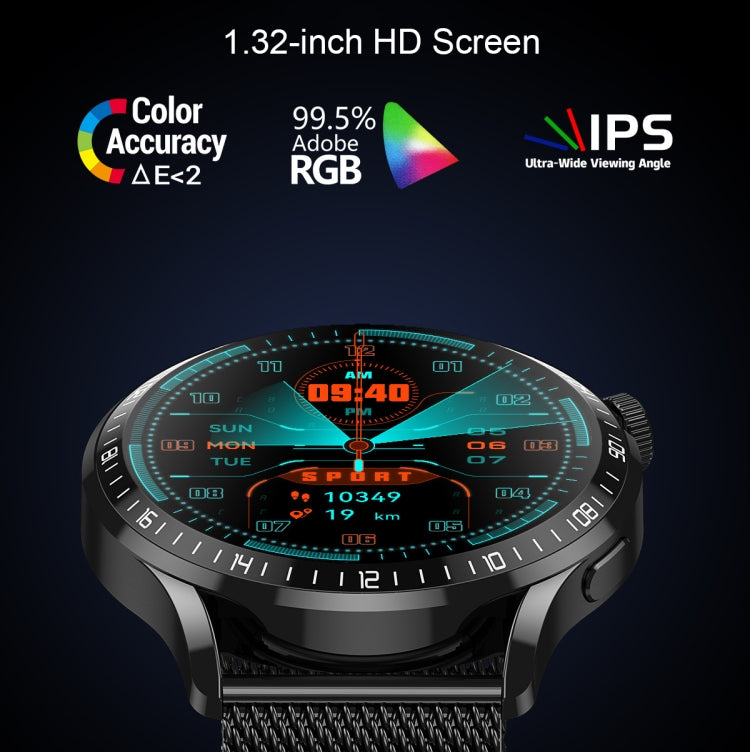 HD2 1.32 Inch Heart Rate Detection Smart Watch(Black + Leather) by buy2fix