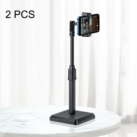 2 PCS Desktop Mobile Phone Live Broadcast Bracket Online Class Telescopic Floor Stand(Cool Black) - Stand by buy2fix | Online Shopping UK | buy2fix