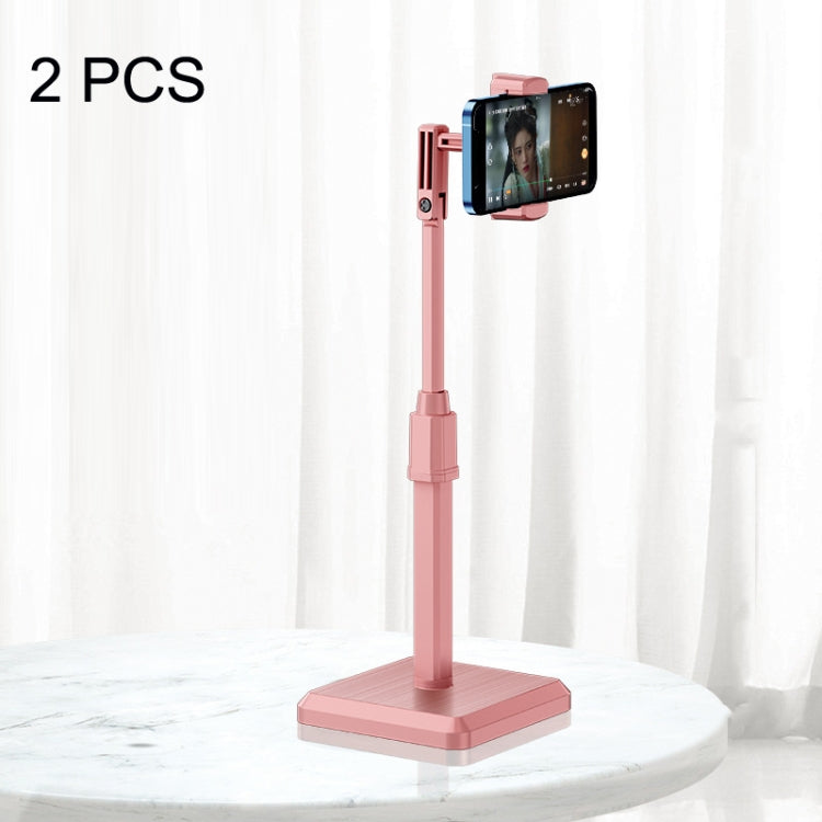 2 PCS Desktop Mobile Phone Live Broadcast Bracket Online Class Telescopic Floor Stand(Cherry Blossom Pink) - Stand by buy2fix | Online Shopping UK | buy2fix