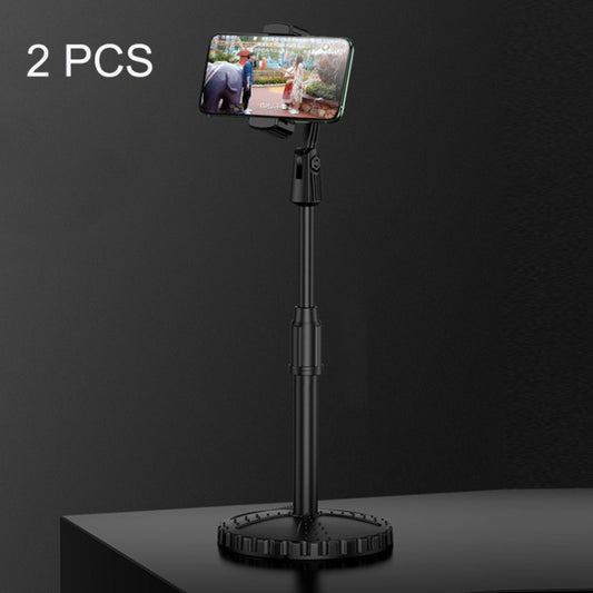 2 PCS Multifunctional Live Telescopic Mobile Phone Desktop Bracket(Classic Black) - Stand by buy2fix | Online Shopping UK | buy2fix