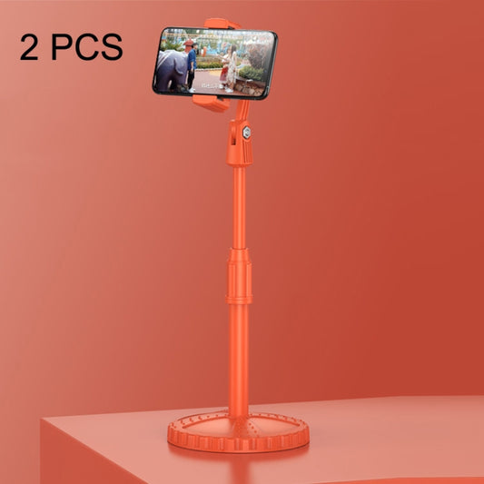 2 PCS Multifunctional Live Telescopic Mobile Phone Desktop Bracket(Active Orange) - Stand by buy2fix | Online Shopping UK | buy2fix