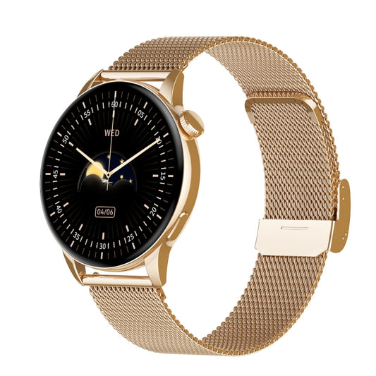HD1 1.3 Inch AMOLED Screen Smart Watch with NFC Function(Gold Steel+Silicone Strap) by buy2fix