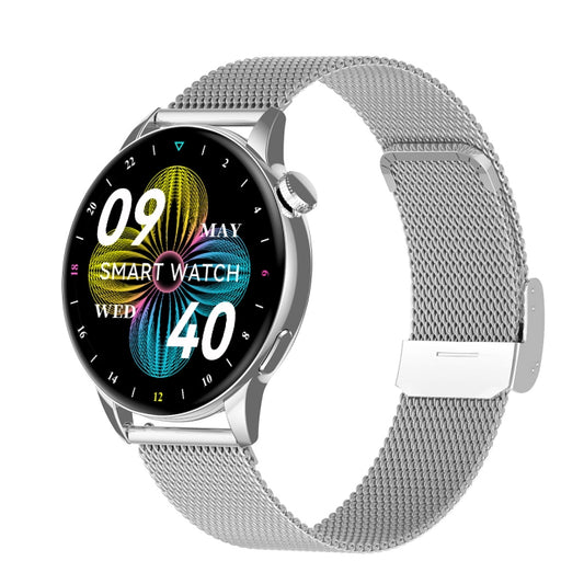 HD1 1.3 Inch AMOLED Screen Smart Watch with NFC Function(Silver Steell+Silicone Strap) by buy2fix