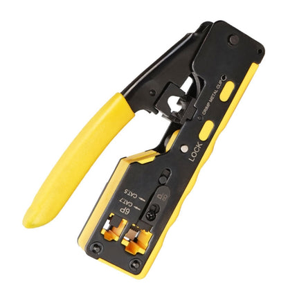 6P8P Seven-type Through-hole Crystal Head Wire Stripping Tool Network Cable Pliers(Yellow) by buy2fix