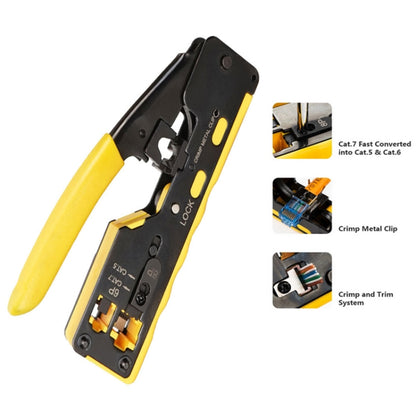 6P8P Seven-type Through-hole Crystal Head Wire Stripping Tool Network Cable Pliers(Yellow) by buy2fix
