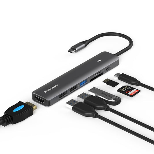 Blueendless Type-C+USB 3.0/2.0+HDMI4K HUB, Specification: 7 in 1 - USB HUB by Blueendless | Online Shopping UK | buy2fix