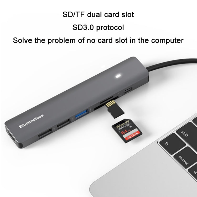 Blueendless Type-C+USB 3.0/2.0+HDMI4K HUB, Specification: 5 in 1 - USB HUB by Blueendless | Online Shopping UK | buy2fix