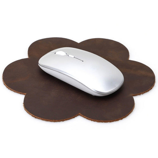 CONTACTS FAMILY Crazy Horse Leather Retro Petal Office Mouse Pad(Coffee) by CONTACTS FAMILY