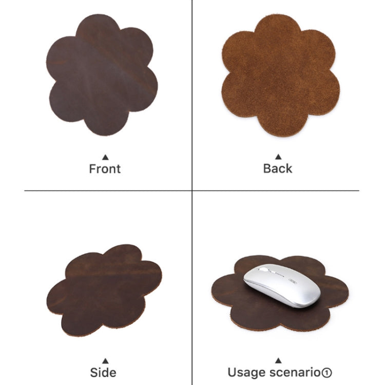 CONTACTS FAMILY Crazy Horse Leather Retro Petal Office Mouse Pad(Coffee) by CONTACTS FAMILY