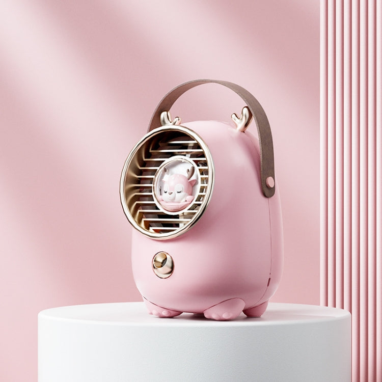 Turbine Water Cold Fan USB Desktop Humidity Spray Small Fan(Elk Pink 2000 mAh) by buy2fix