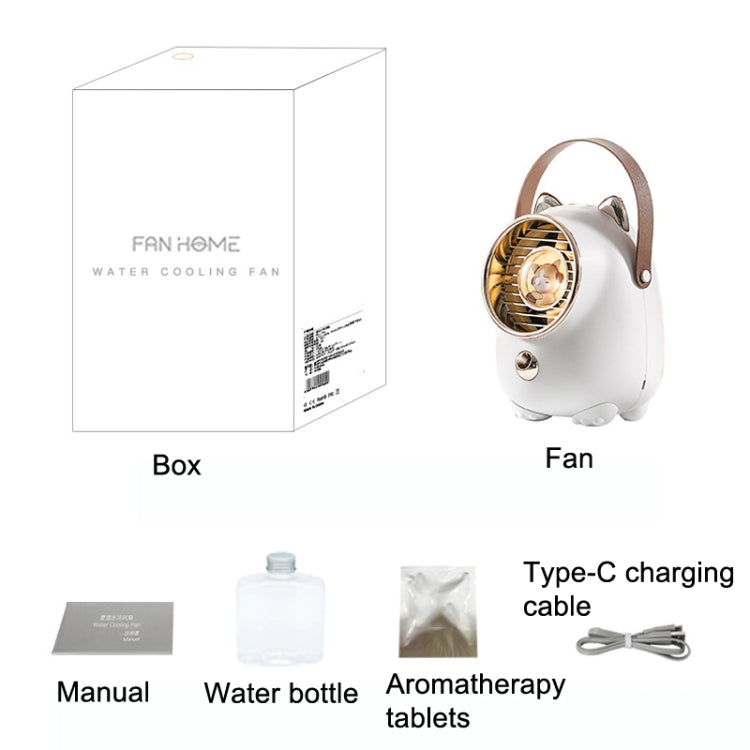 Turbine Water Cold Fan USB Desktop Humidity Spray Small Fan(Tanuka White 2000 mAh) - Electric Fans by buy2fix | Online Shopping UK | buy2fix