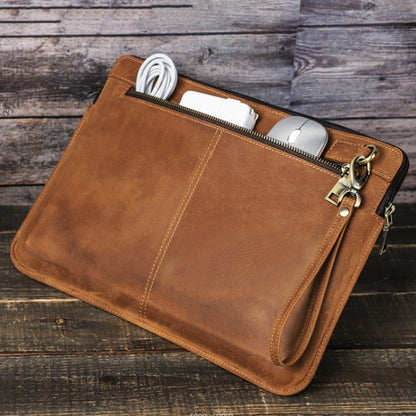 CONTACTS FAMILY Leather Laptop Sleeve For Macbook Pro 14.2 Inch(Coffee) by CONTACTS FAMILY