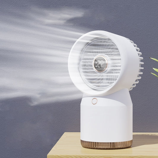 Spray Humidified LED Digital Display Office Home Fan, Style: 3600mAh Rechargeable(White) - Electric Fans by buy2fix | Online Shopping UK | buy2fix