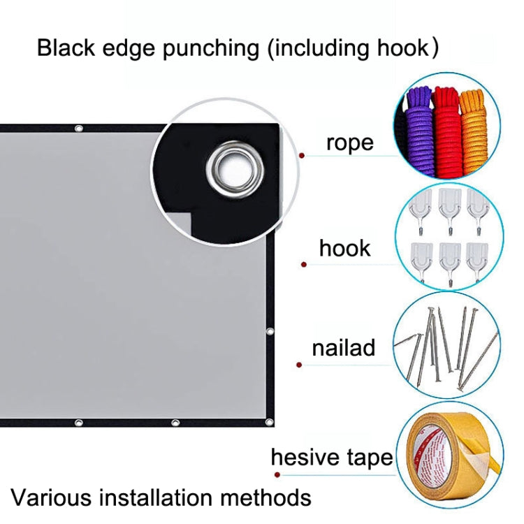 Folding Metal Anti-Light HD Projection Curtain, Size: 100 inch 16:9 221x125cm Punch Black Border - Film Curtains by buy2fix | Online Shopping UK | buy2fix