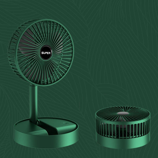 Portable Folding Fan  Retractable Floor Standing Fan,Style: Rechargeable (Green) - Electric Fans by buy2fix | Online Shopping UK | buy2fix