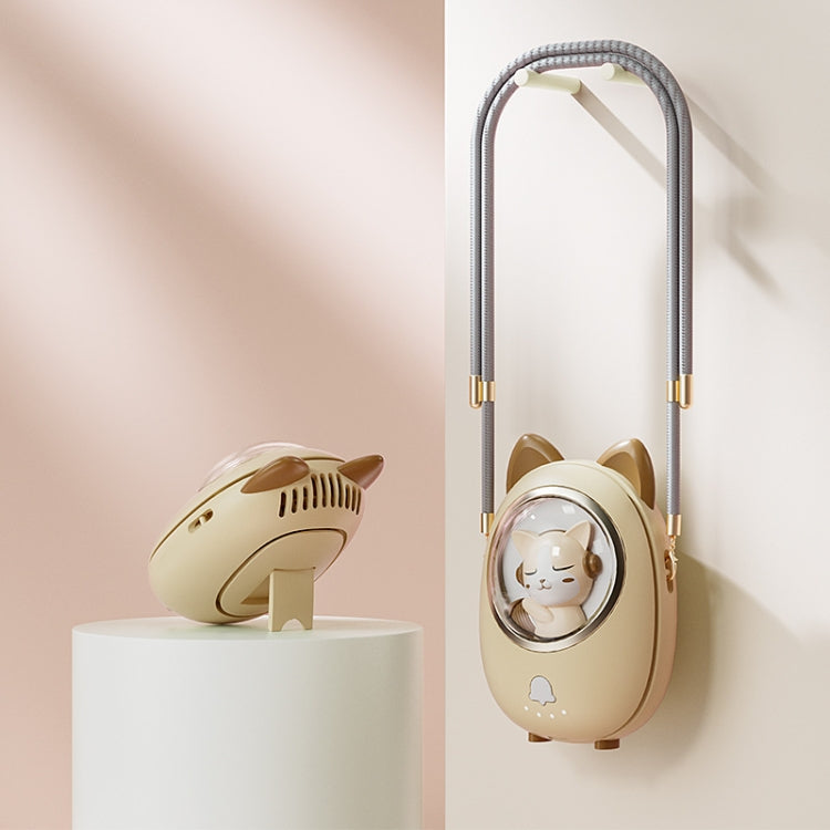 Children Hanging Neck Fan USB Handheld Light Glowing Mini Portable Fan(Yellow) by buy2fix