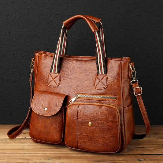 Large-capacity Messenger Bag Handbag Multi-pocket Shoulder Bag Middle-aged Mother Bag(Yellow) - Handbags by buy2fix | Online Shopping UK | buy2fix