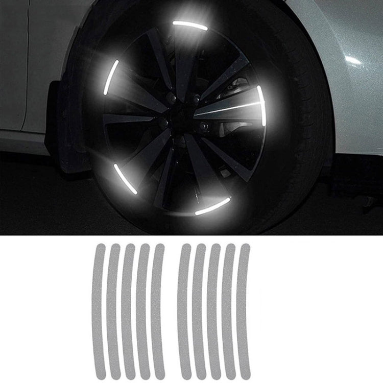 10pcs /Set Car Wheel Reflective Stickers 3D Personal Decoration Tire Warning Stickers(Silver White) by buy2fix