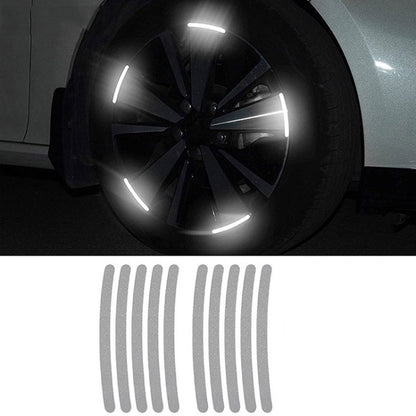 10pcs /Set Car Wheel Reflective Stickers 3D Personal Decoration Tire Warning Stickers(Silver White) by buy2fix