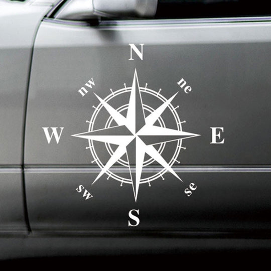 D-336 Car Compass Graphic Sticker Hood Car Body Universal Sticker(White)