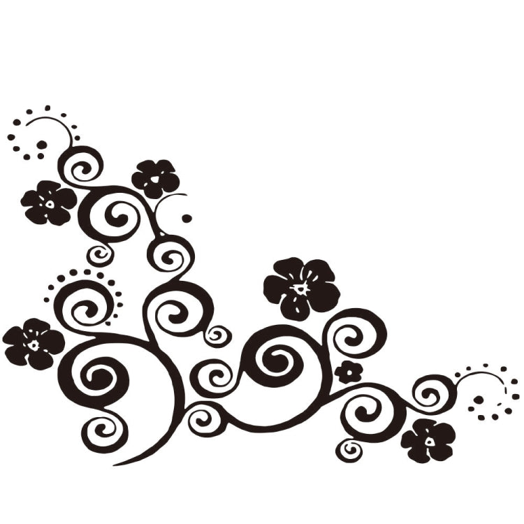D-908 Summer Flower Totem PVC Car Hood Sticker(Black) by buy2fix