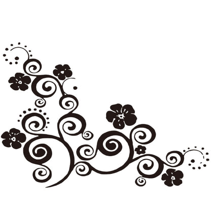D-908 Summer Flower Totem PVC Car Hood Sticker(Black) by buy2fix