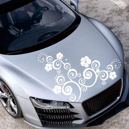 D-908 Summer Flower Totem PVC Car Hood Sticker(White) by buy2fix