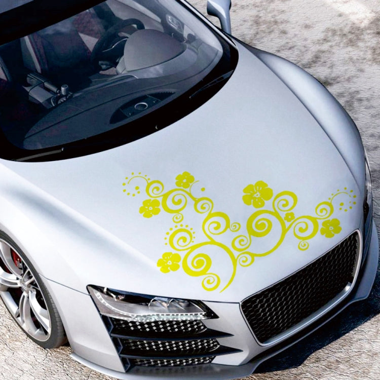 D-908 Summer Flower Totem PVC Car Hood Sticker(Yellow) by buy2fix