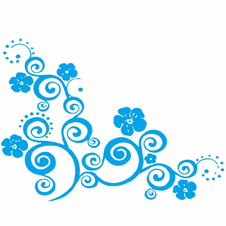 D-908 Summer Flower Totem PVC Car Hood Sticker(Blue) by buy2fix
