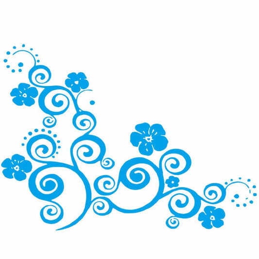 D-908 Summer Flower Totem PVC Car Hood Sticker(Blue) by buy2fix