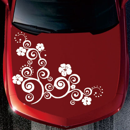 D-908 Summer Flower Totem PVC Car Hood Sticker(White) by buy2fix