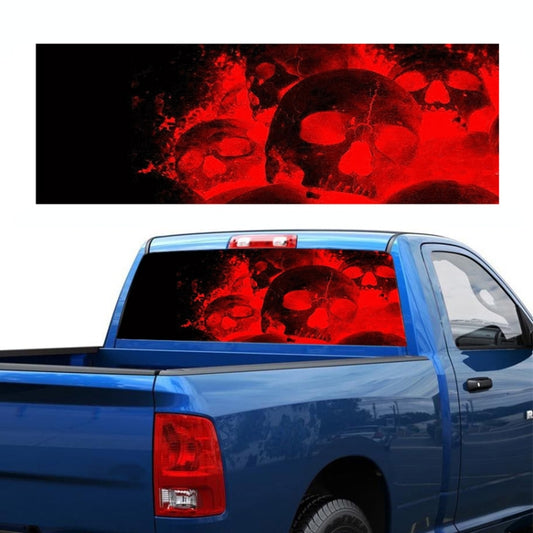 D-954 Flame Skeleton Rear Window Pattern Sticker Truck SUV Behind Wind Glass Stickers(Red) by buy2fix