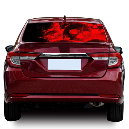 D-954 Flame Skeleton Rear Window Pattern Sticker Truck SUV Behind Wind Glass Stickers(Red) by buy2fix