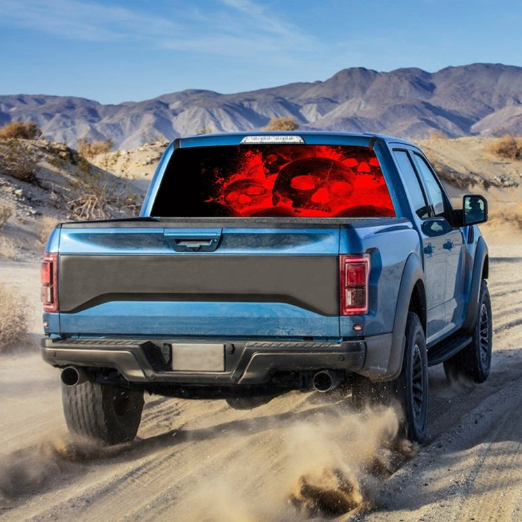 D-954 Flame Skeleton Rear Window Pattern Sticker Truck SUV Behind Wind Glass Stickers(Red) by buy2fix