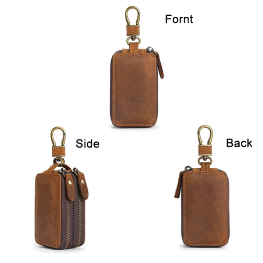 TP-9032 First Layer Cowhide Multifunctional Double Zipper Car Key Case(Brown) - Car Key Cases by buy2fix | Online Shopping UK | buy2fix