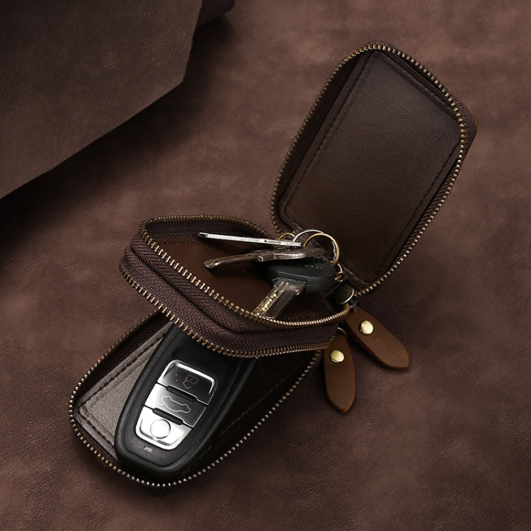 TP-9032 First Layer Cowhide Multifunctional Double Zipper Car Key Case(Brown) - Car Key Cases by buy2fix | Online Shopping UK | buy2fix
