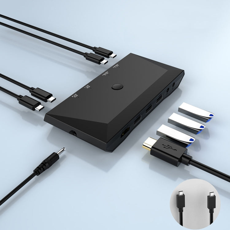 2 In 1 Out 4K 60Hz Type-C Notebook Dedicated KVM Switch(Black) by buy2fix