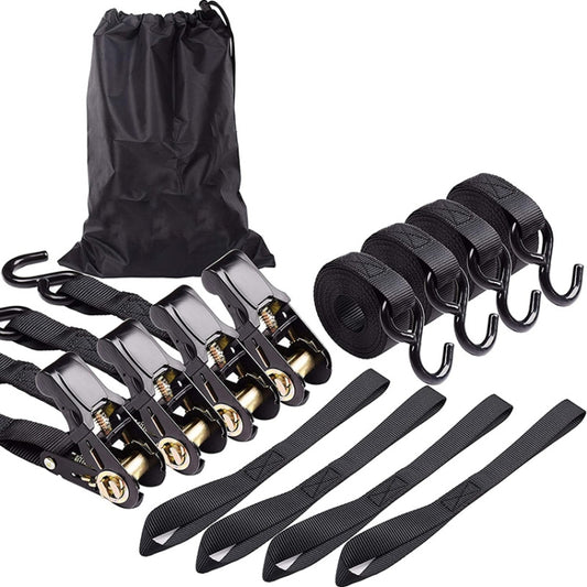 Motorcycle Car Fixed Cargo Ratchet Straps Trailer Tensioner(4 Straps+1 Storage Bag) - Towing Bars by buy2fix | Online Shopping UK | buy2fix