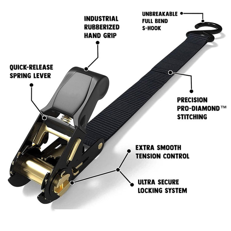 Motorcycle Car Fixed Cargo Ratchet Straps Trailer Tensioner(4 Straps+1 Storage Bag) - Towing Bars by buy2fix | Online Shopping UK | buy2fix