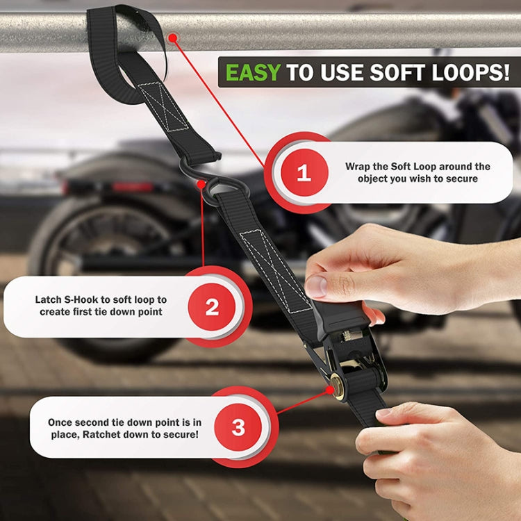 Motorcycle Car Fixed Cargo Ratchet Straps Trailer Tensioner(4 Straps+1 Storage Bag) - Towing Bars by buy2fix | Online Shopping UK | buy2fix