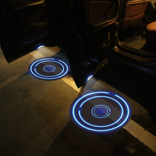 LED Infrared Induction Car Door Welcome Light Night Projection Ambient Light, Specification: Energy Circle (Blue)(1 Pair/Box)
