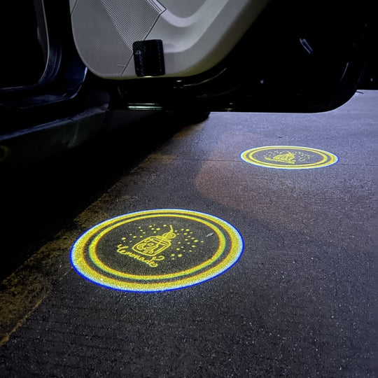 LED Infrared Induction Car Door Welcome Light Night Projection Ambient Light, Specification: Drink (Yellow)(1 Pair/Box)