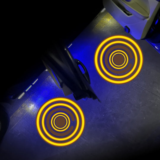 LED Infrared Induction Car Door Welcome Light Night Projection Ambient Light, Specification: Modern Circle (Yellow)(1 Pair/Box)