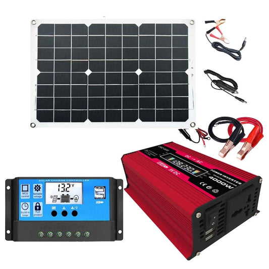 Zhi Zun Solar Power System Inverters+30A Controller+18W 18V Solar Panel, Specification: Red 12V To 110V - Charger by buy2fix | Online Shopping UK | buy2fix