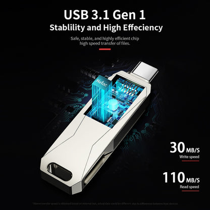 Netac U782C Type-C Dual Interface High-Speed Metal Computer USB Flash Drive, Capacity: 32GB by Netac
