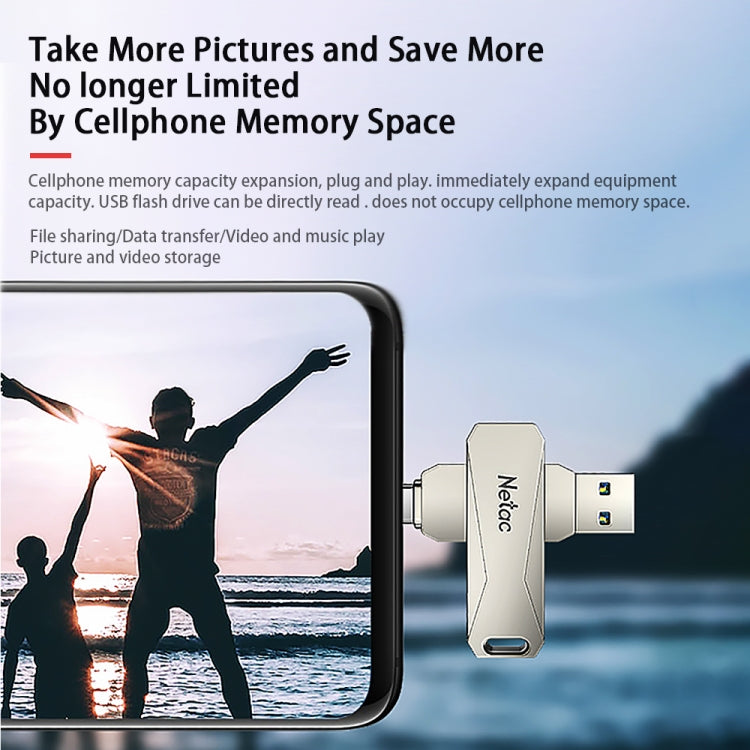 Netac U782C Type-C Dual Interface High-Speed Metal Computer USB Flash Drive, Capacity: 32GB by Netac