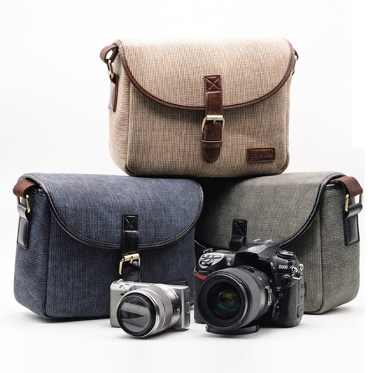 Casual SLR Camera Canvas Crossbody Bag(Khaki) - Strap Satchel by buy2fix | Online Shopping UK | buy2fix