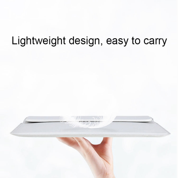 PU08DZ Leather Laptop Liner Bag with Stand Function, Size: 14.1-15.4 inches(Cowhide Yellow) by buy2fix